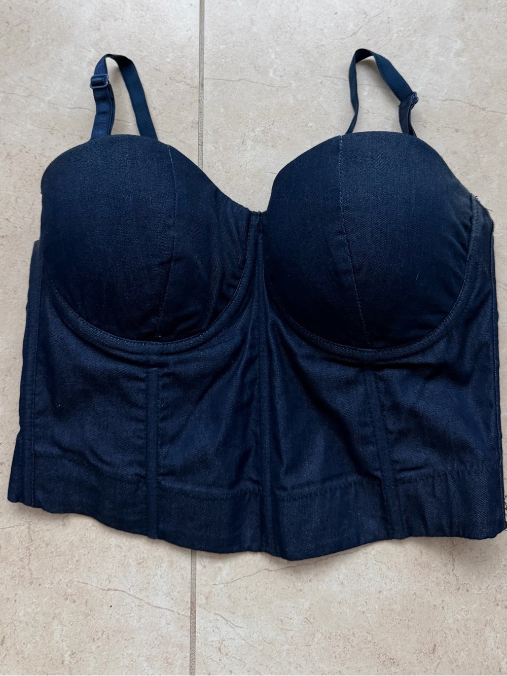 Women’s Longline Bustier Bra in Dark Navy
